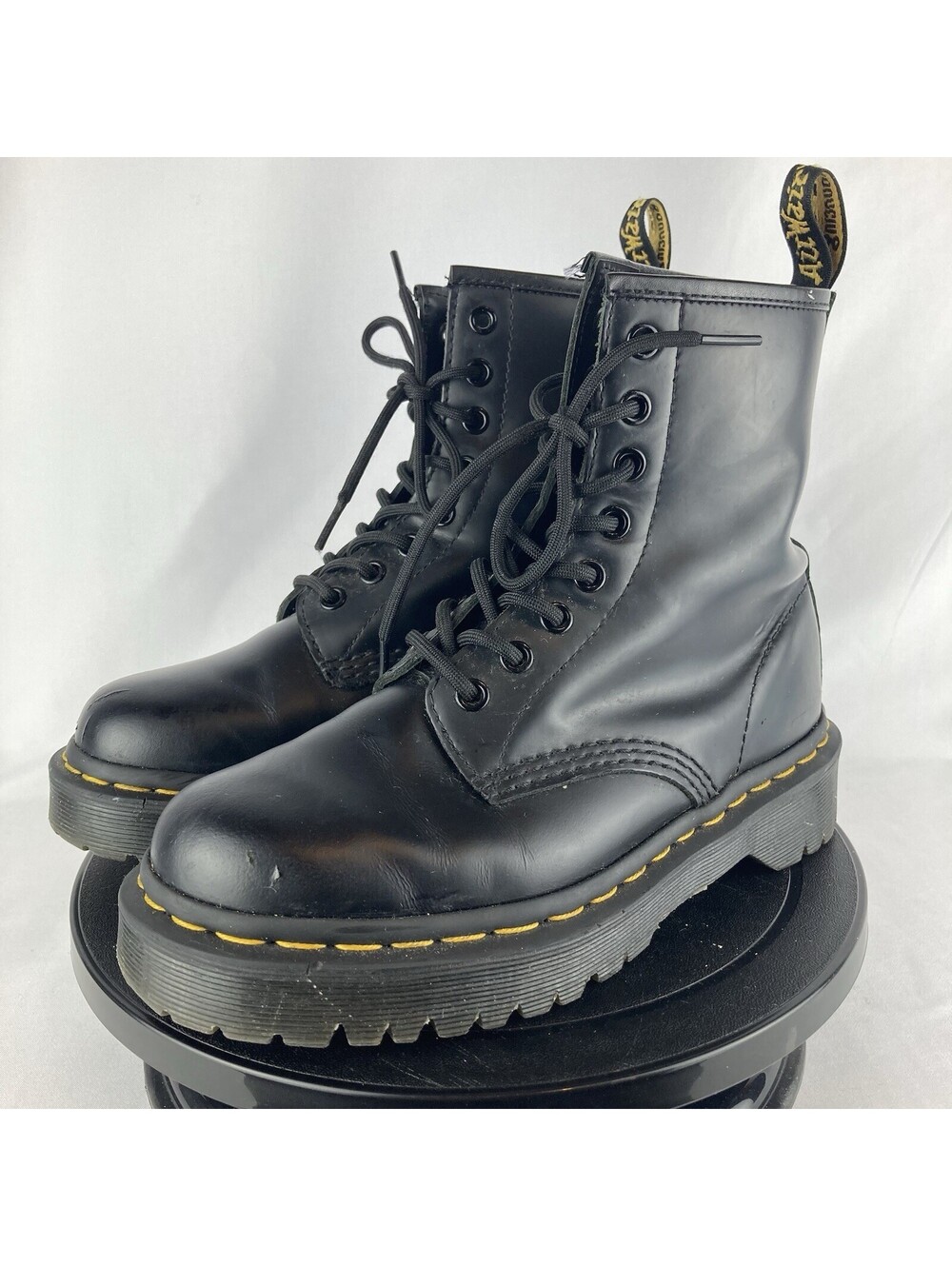Women’s 6 Dr Martens 1460 Bex Smooth Leather Platform Boots Black Combat 25345